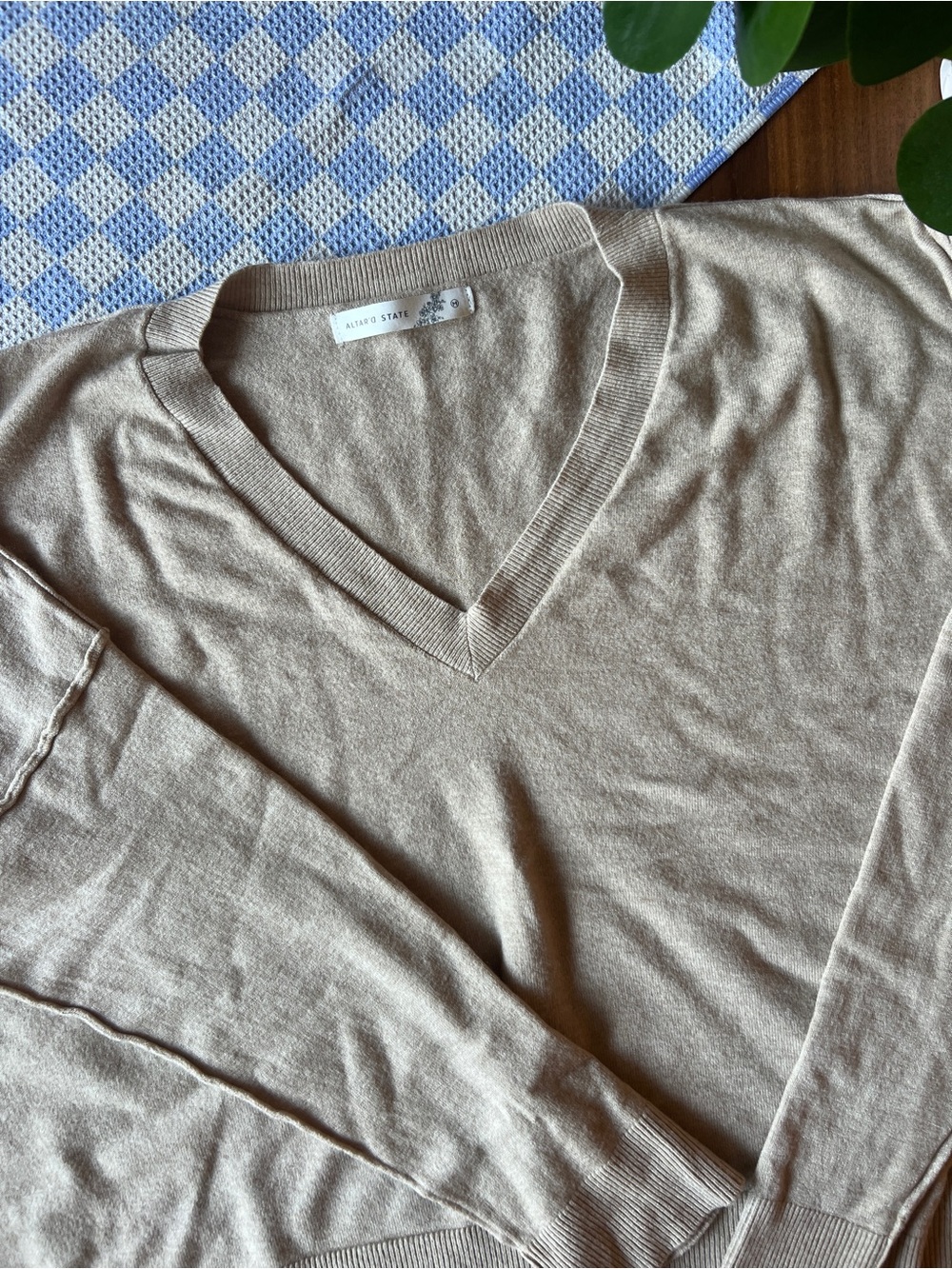Altar'd State Soft Knit Sweater in Camel